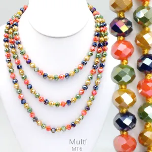 * Orange, Mustard, Olive, Purple Mix Crystal 60" Layering Necklace*