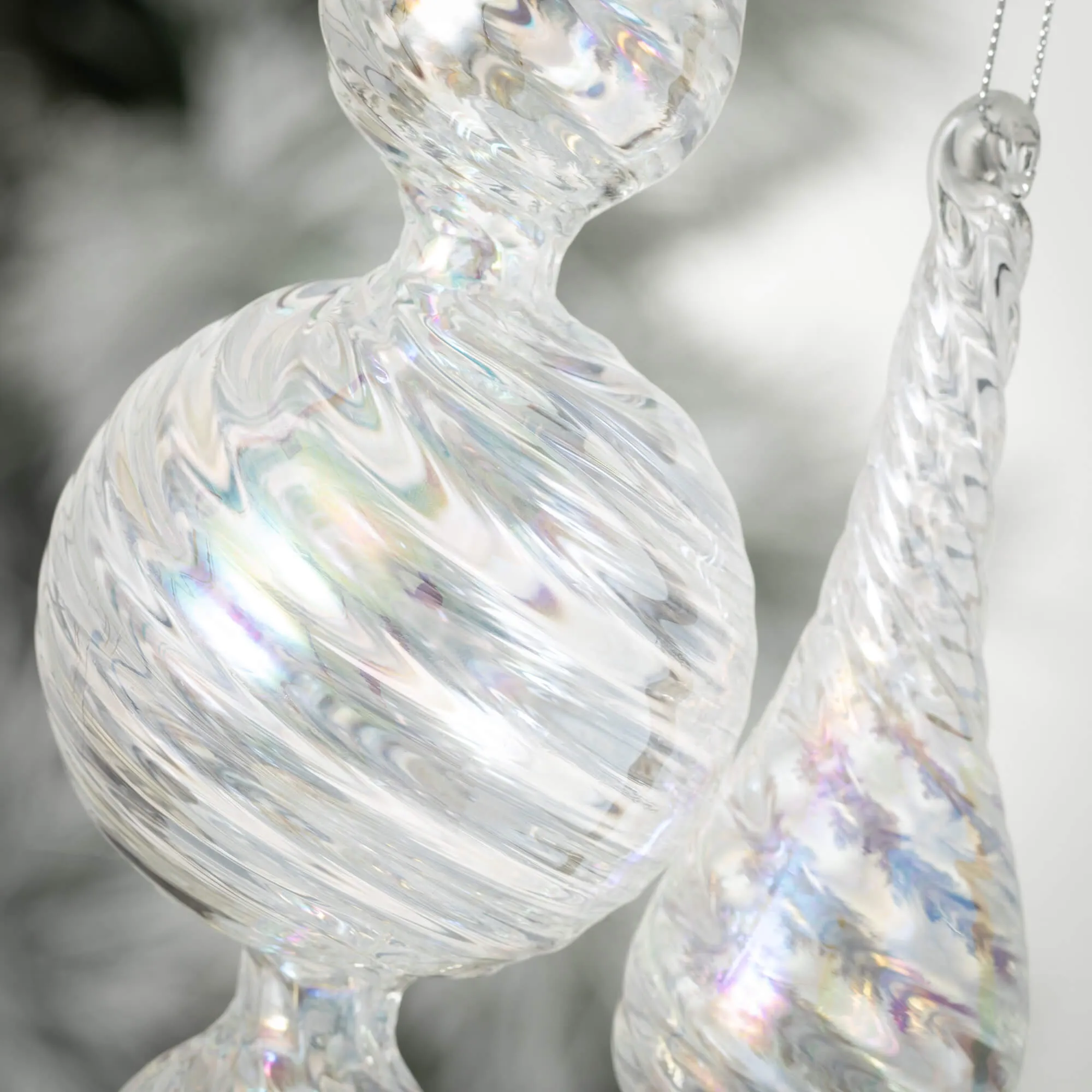 13"H Sullivans Pearl Finial Ornament - Set of 2, Clear Christmas Ornaments