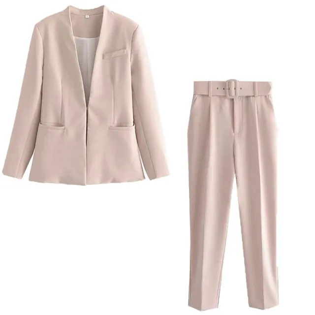 2 Piece Set Blazer Blazer Office Suit Pantsuit Simple Solid Color Suit