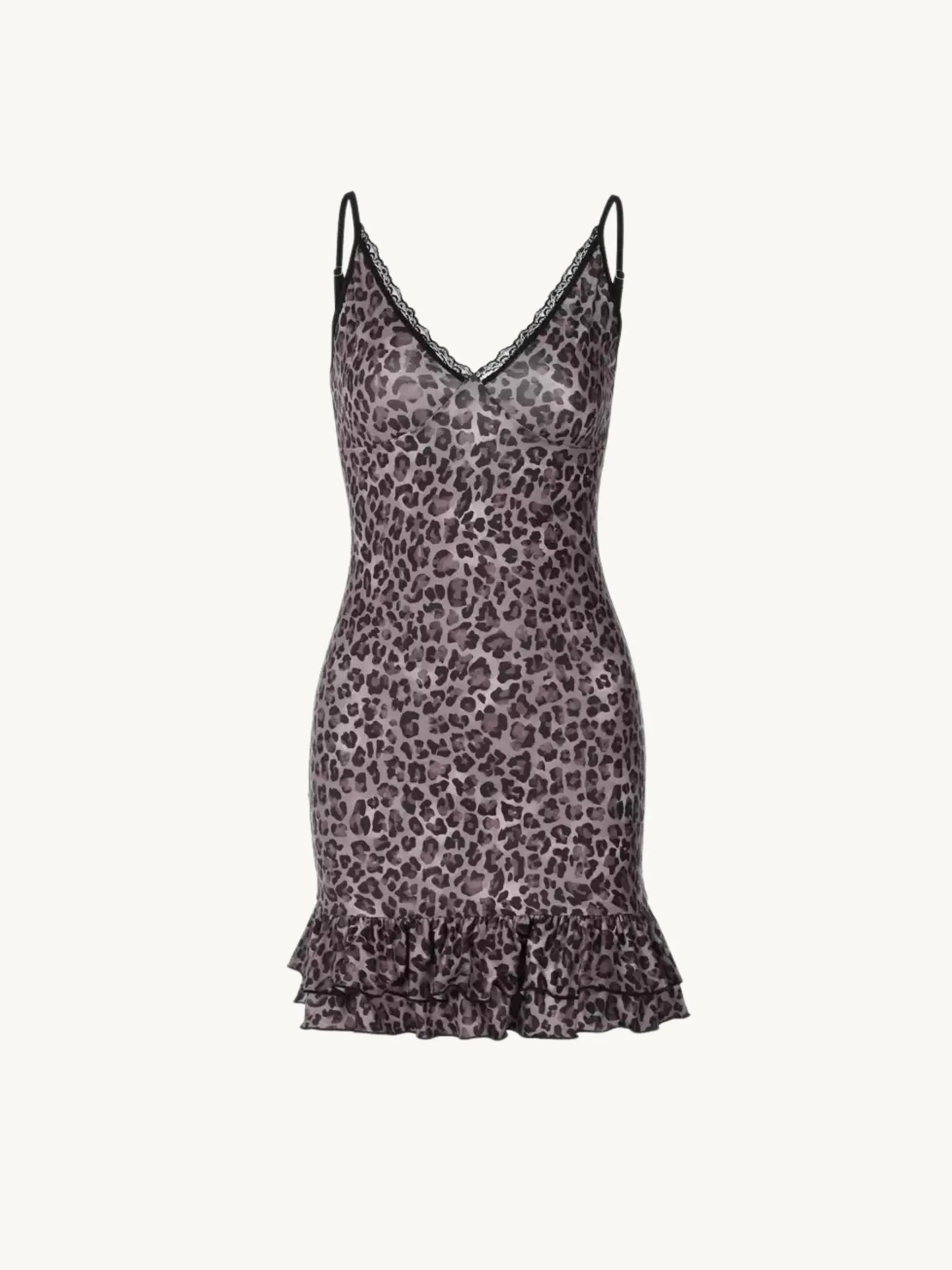 Ana Lace Trim Leopard Mini Dress