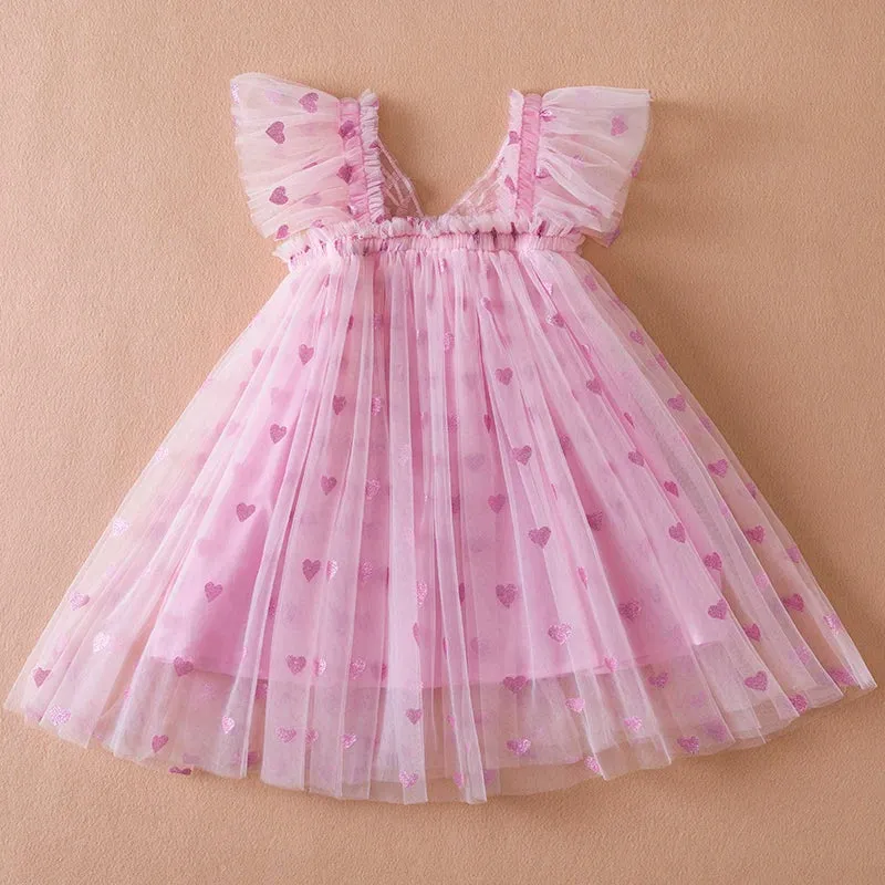 Baby Girl Summer Heart Butterfly Birthday Party Dress