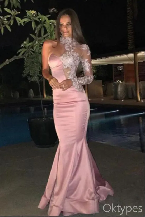 Beaded Pink Sweetheart Beautiful Mermaid Women Floor-Length Prom Dresses PDS1225