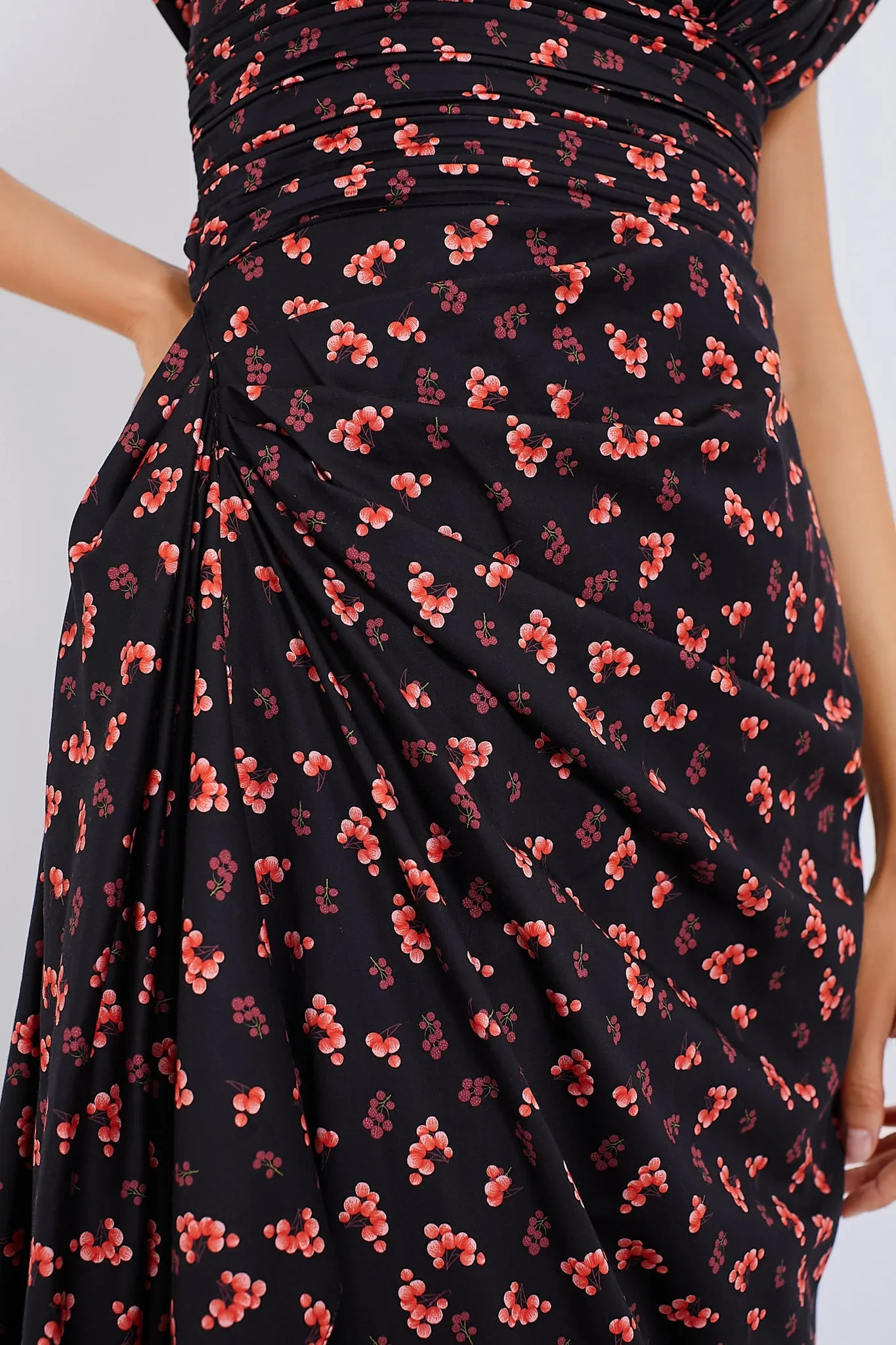 Black and Orange Flower Helen Dress