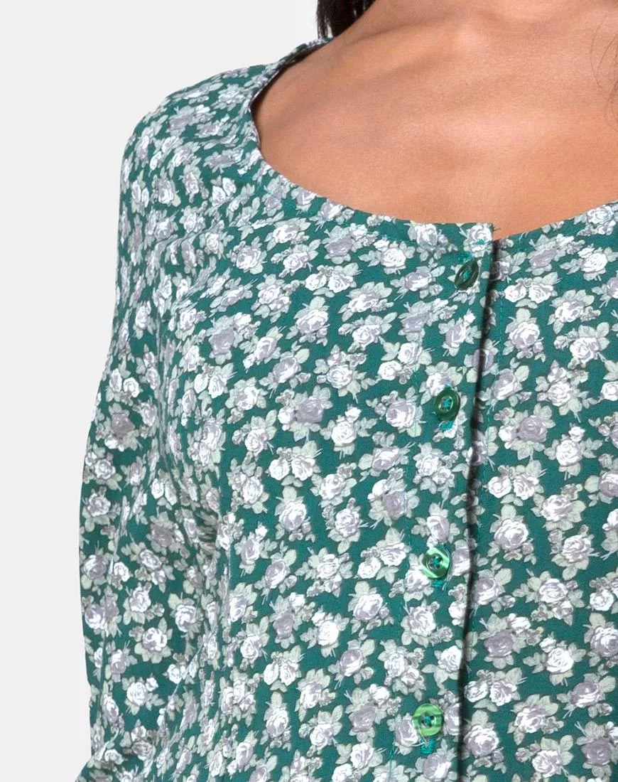 Camdy Dress in Floral Bloom Green