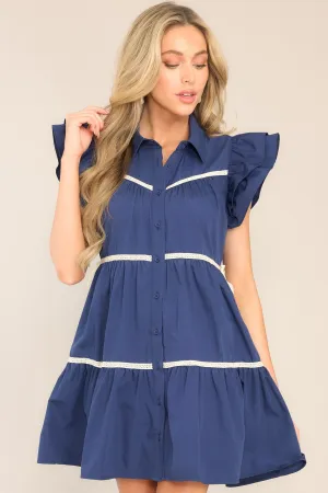 Celebrate Life Navy Tiered Button Front Mini Dress