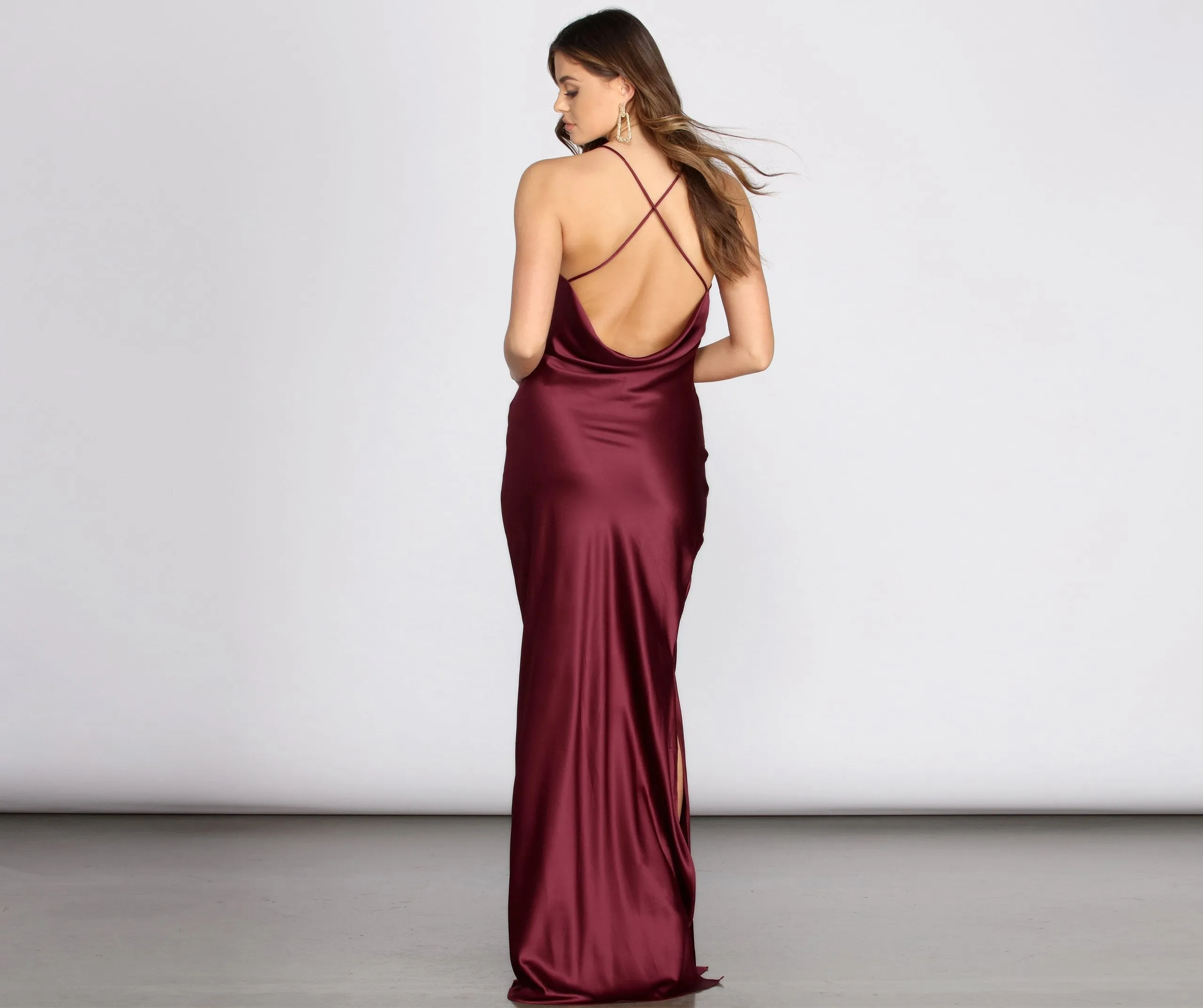 Chantel Cowl Stylish Back Satin Dress