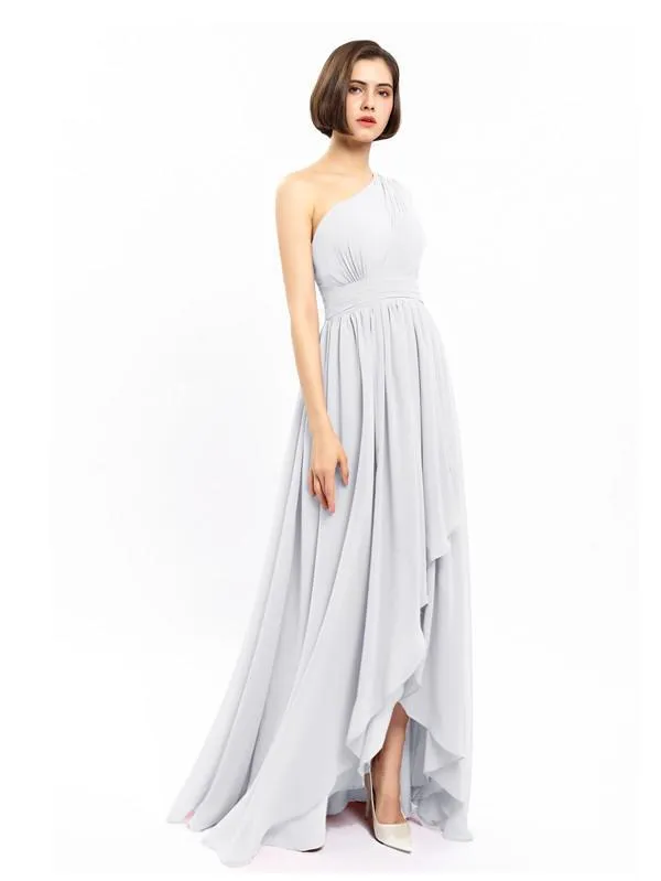 Chiffon Unique One-shoulder High-low Bridesmaid Dresses