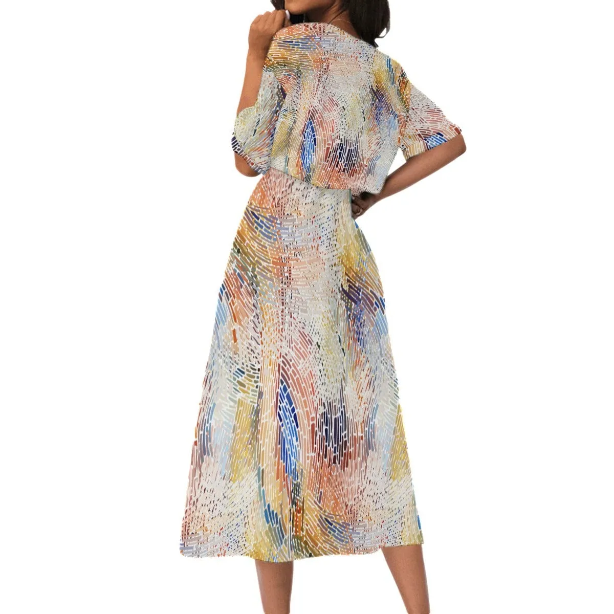 Color Swirl Sensation - Print Women's Elastic Waist Dress