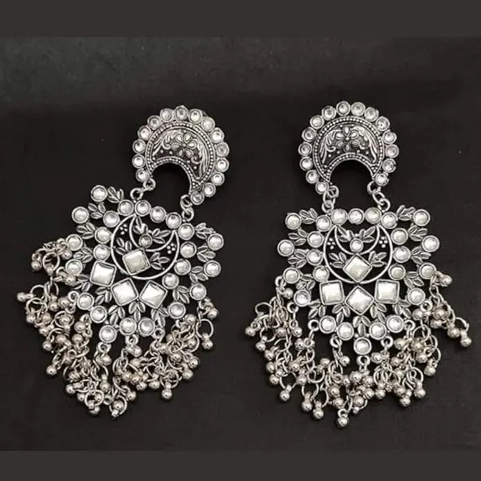 Combo Of 2 Elite Oxidised Silver Earring German Silver Chandbalis