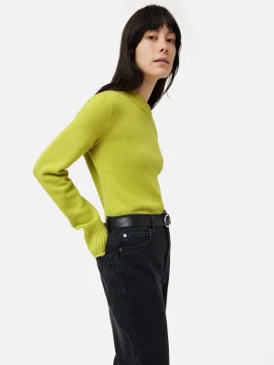 Compact Wool Cashmere Blend Jumper | Lime