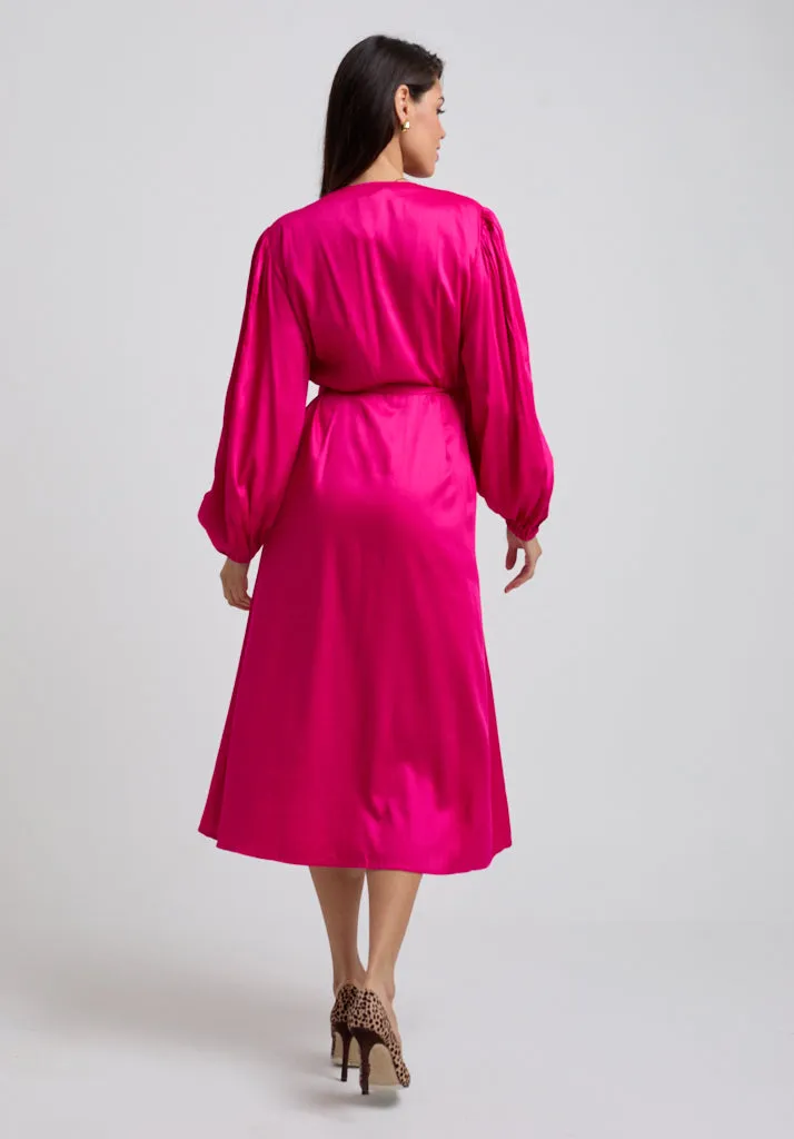 Fifi Wrap Midi Dress In Pink