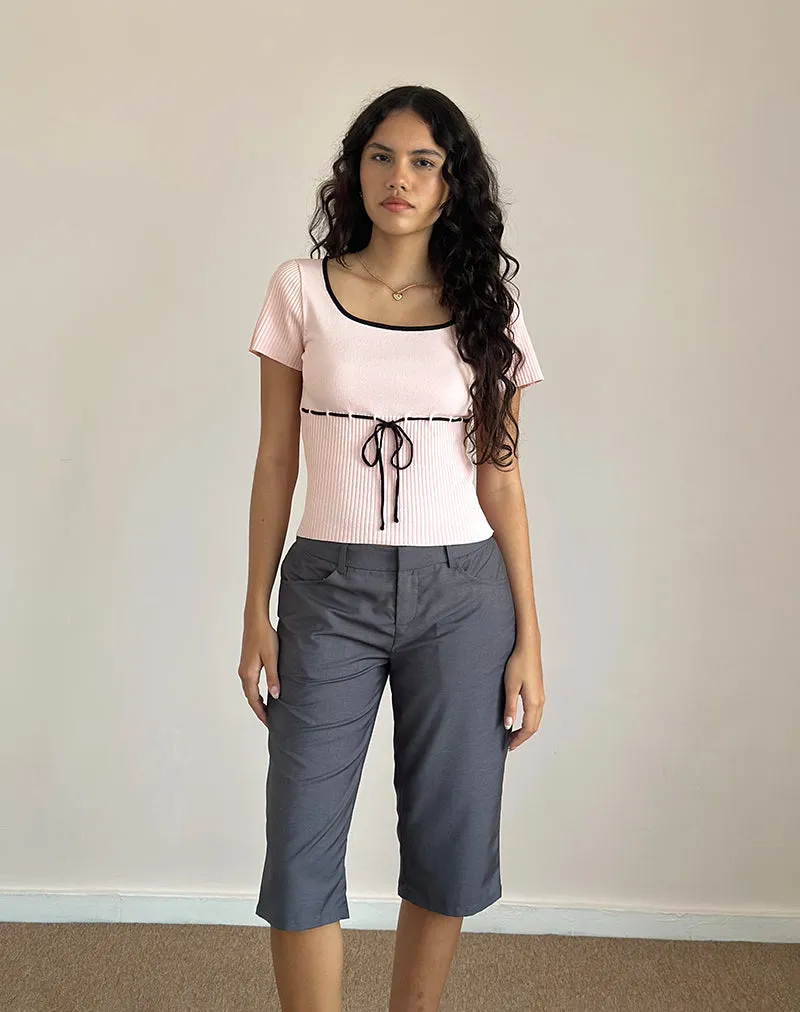 Frauke Top in Blush Pink with Black