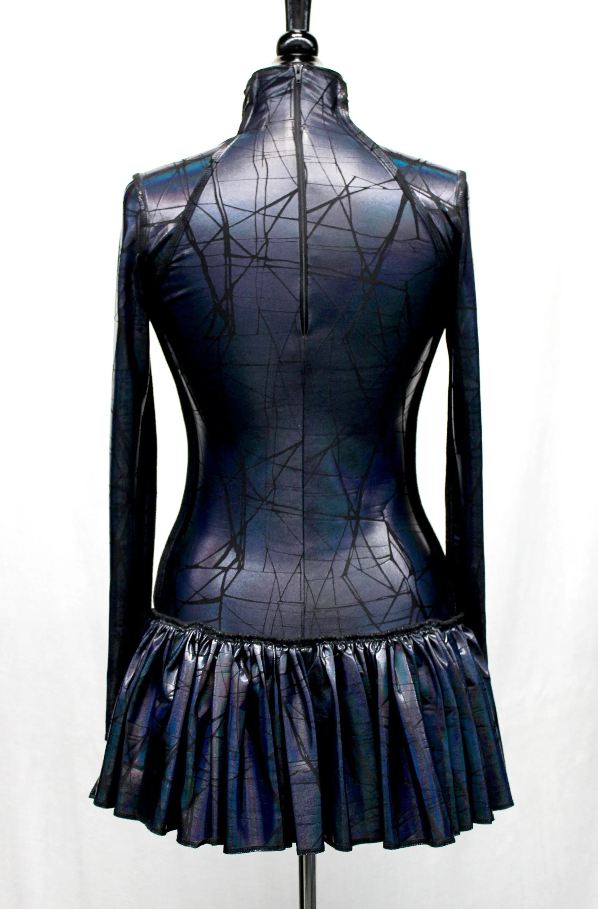 FUTURE SHOCK DRESS - Cracked Hologram Fabric - Black