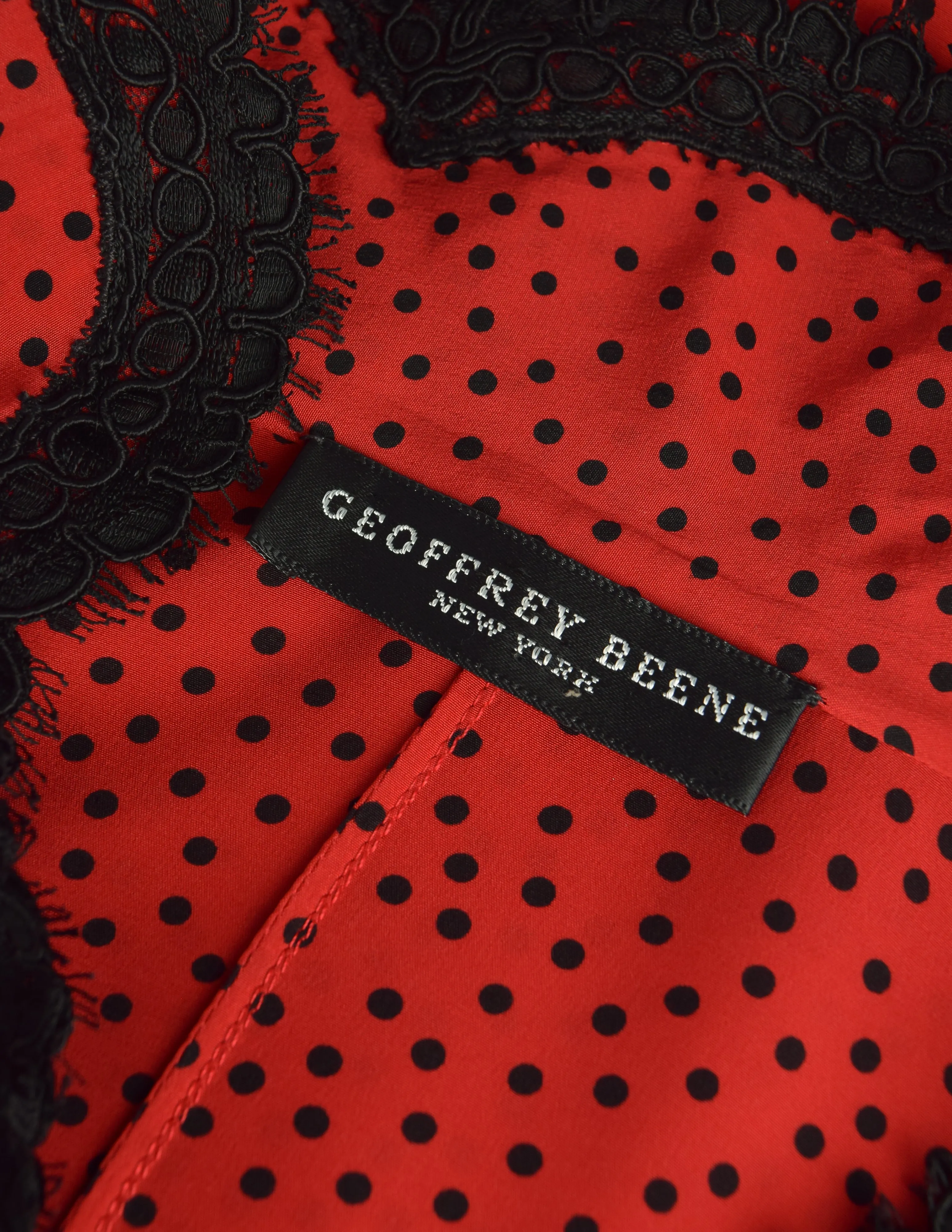 Geoffrey Beene Vintage Red Black Polka Dot Silk Trapeze Tent Dress