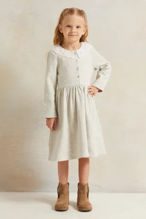 Girls Ecru Embellished Dress