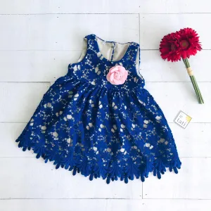 Iris Dress in Blue Floral Lace