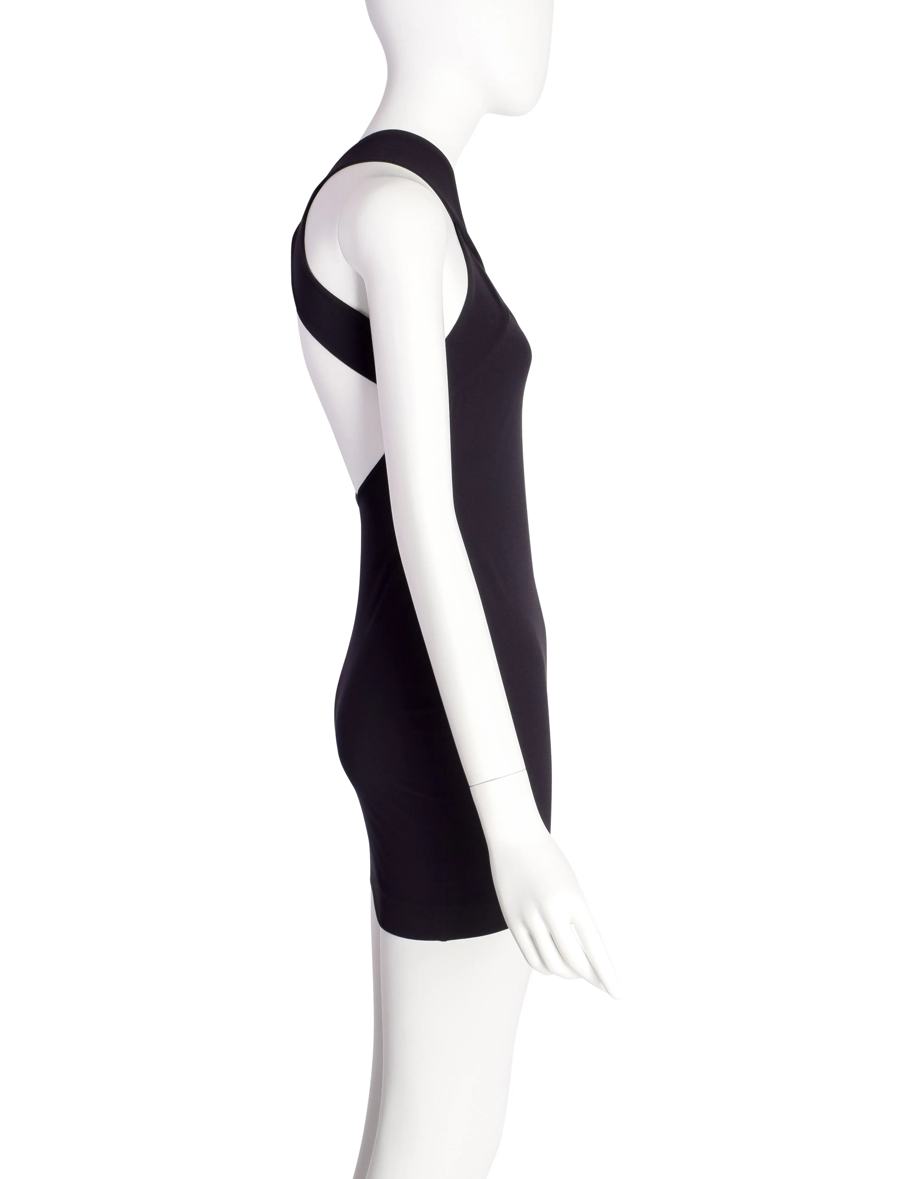 Katharine Hamnett Vintage SS 1991 Sexy Black Ultra Body Con Mini Dress