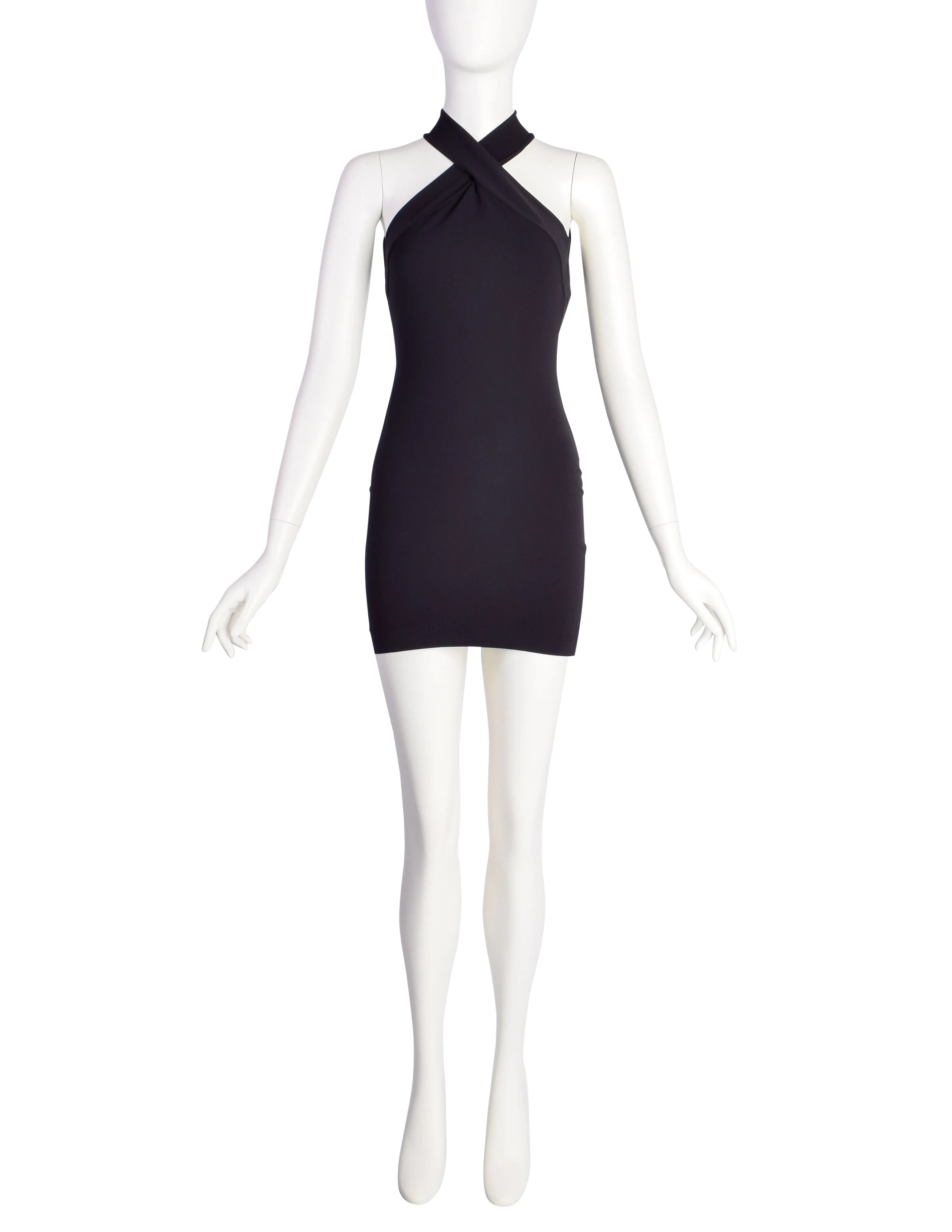 Katharine Hamnett Vintage SS 1991 Sexy Black Ultra Body Con Mini Dress