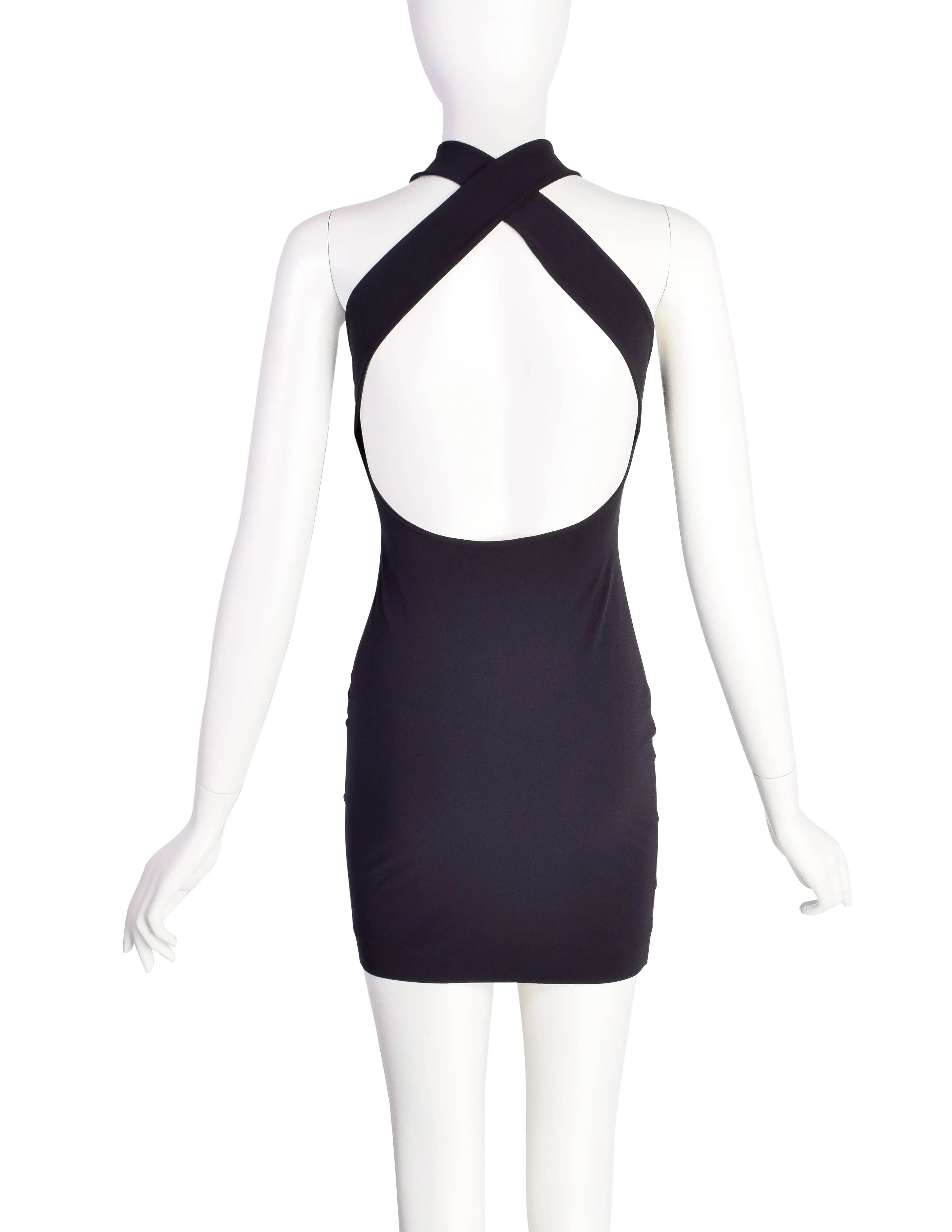 Katharine Hamnett Vintage SS 1991 Sexy Black Ultra Body Con Mini Dress