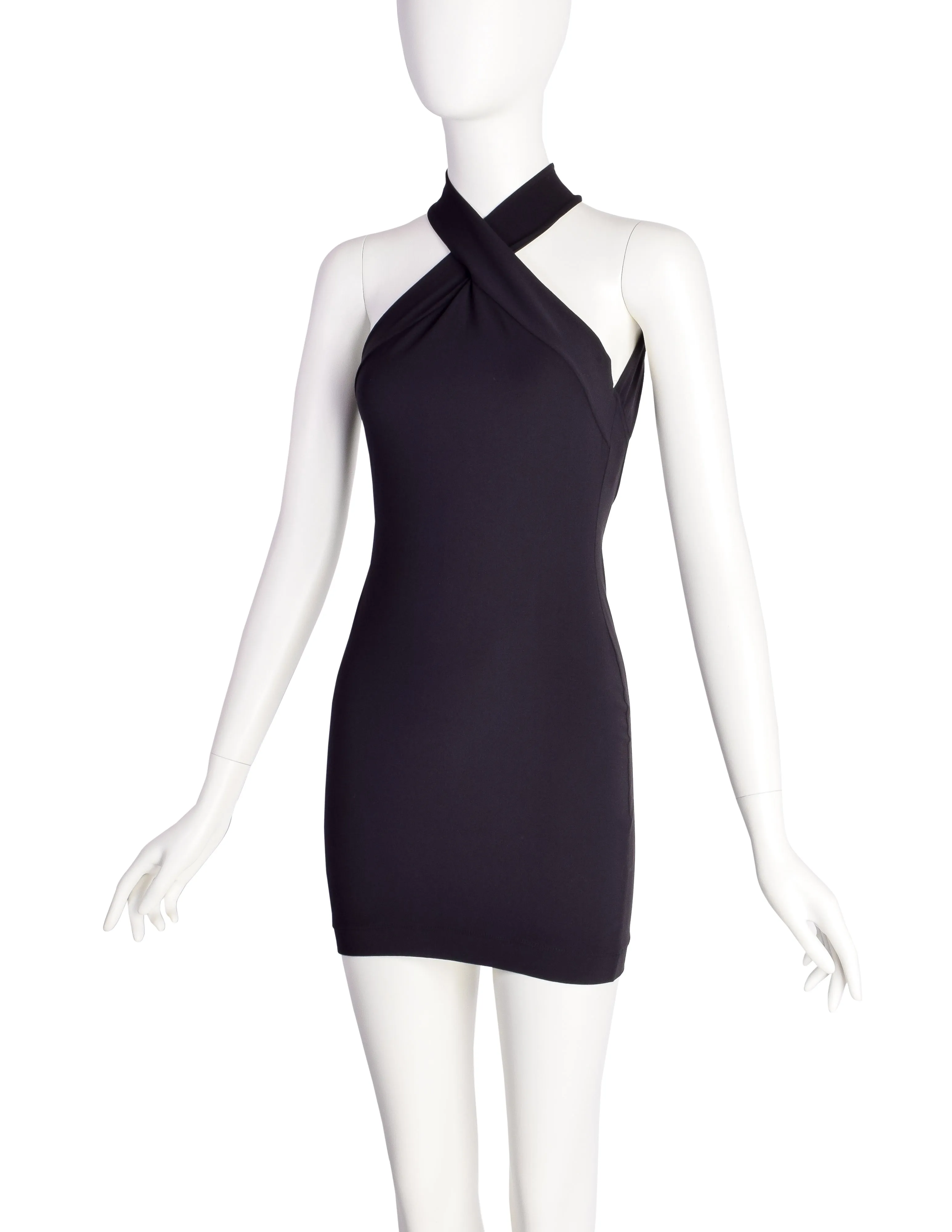 Katharine Hamnett Vintage SS 1991 Sexy Black Ultra Body Con Mini Dress