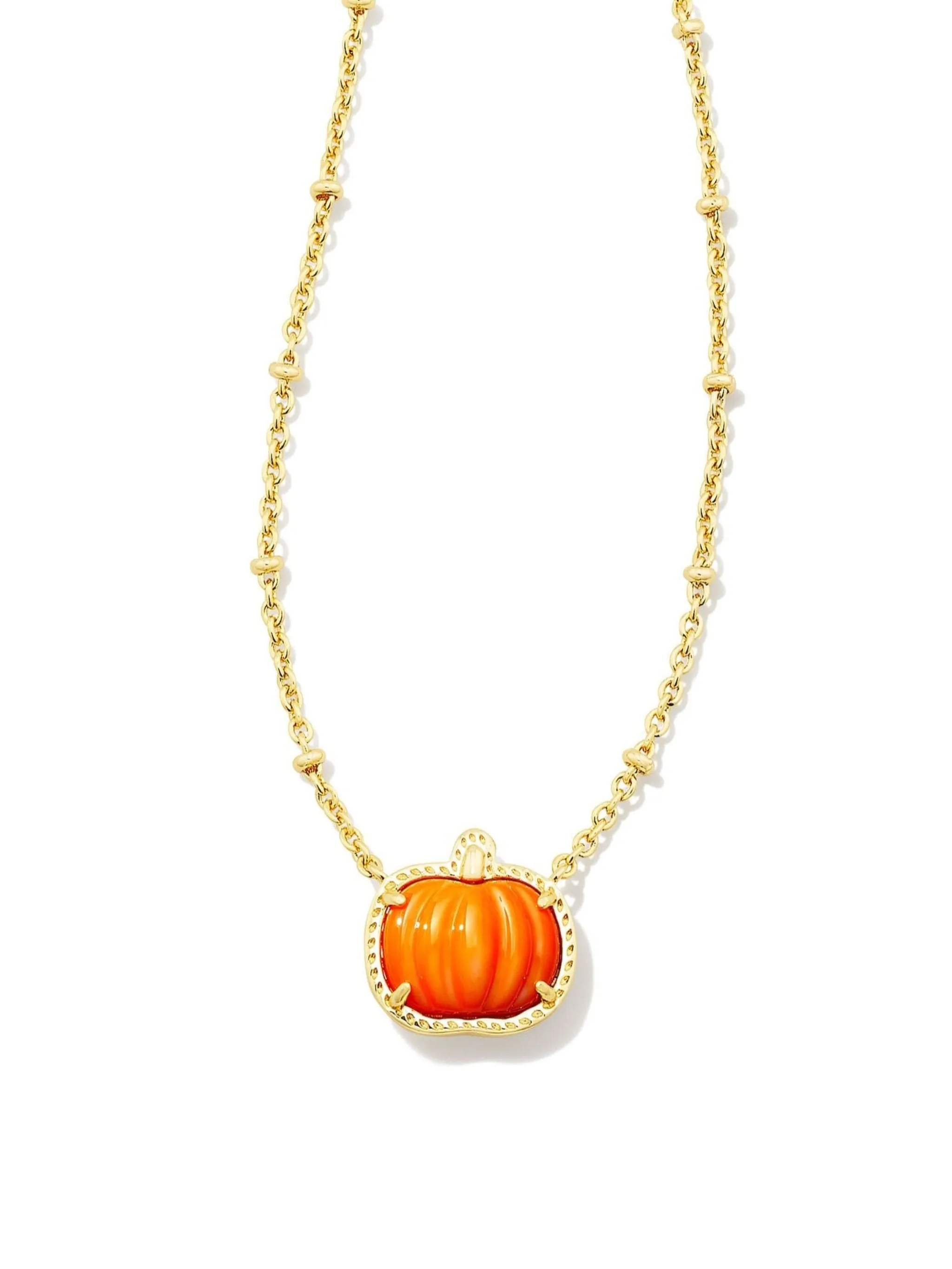 Kendra Scott Pumpkin Necklace - Gold Orange Mop