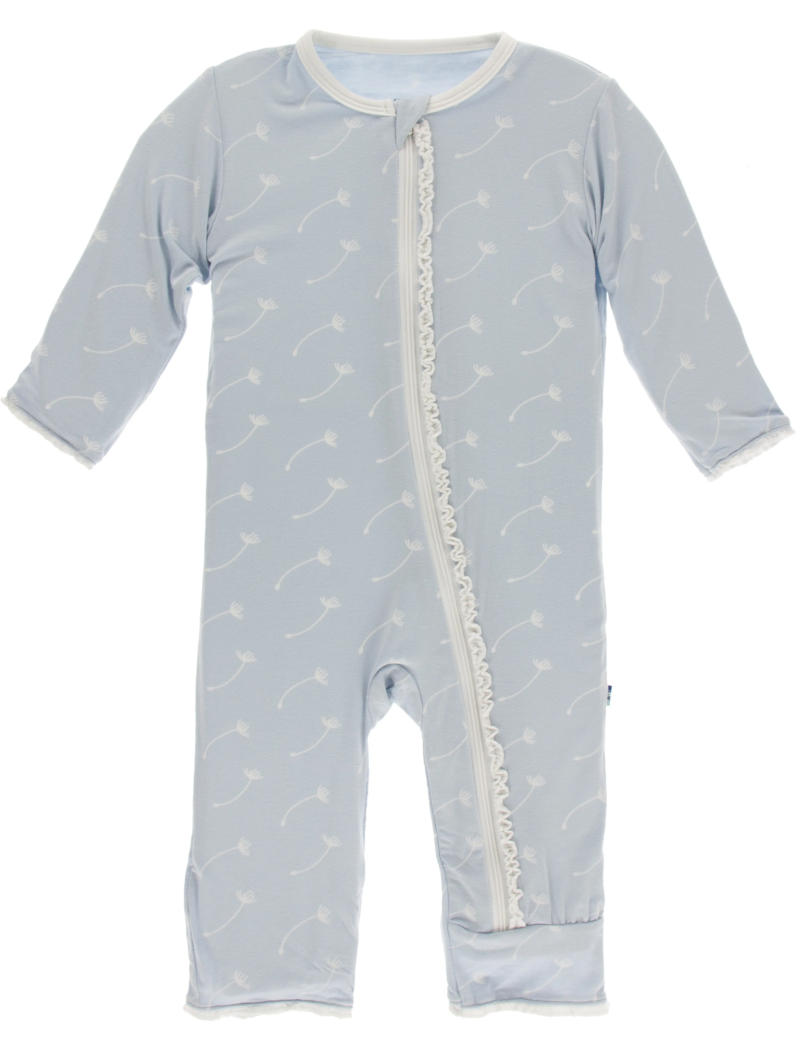 KicKee Pants Dew Dandelion Seeds Muffin Ruffle Coverall with Zipper