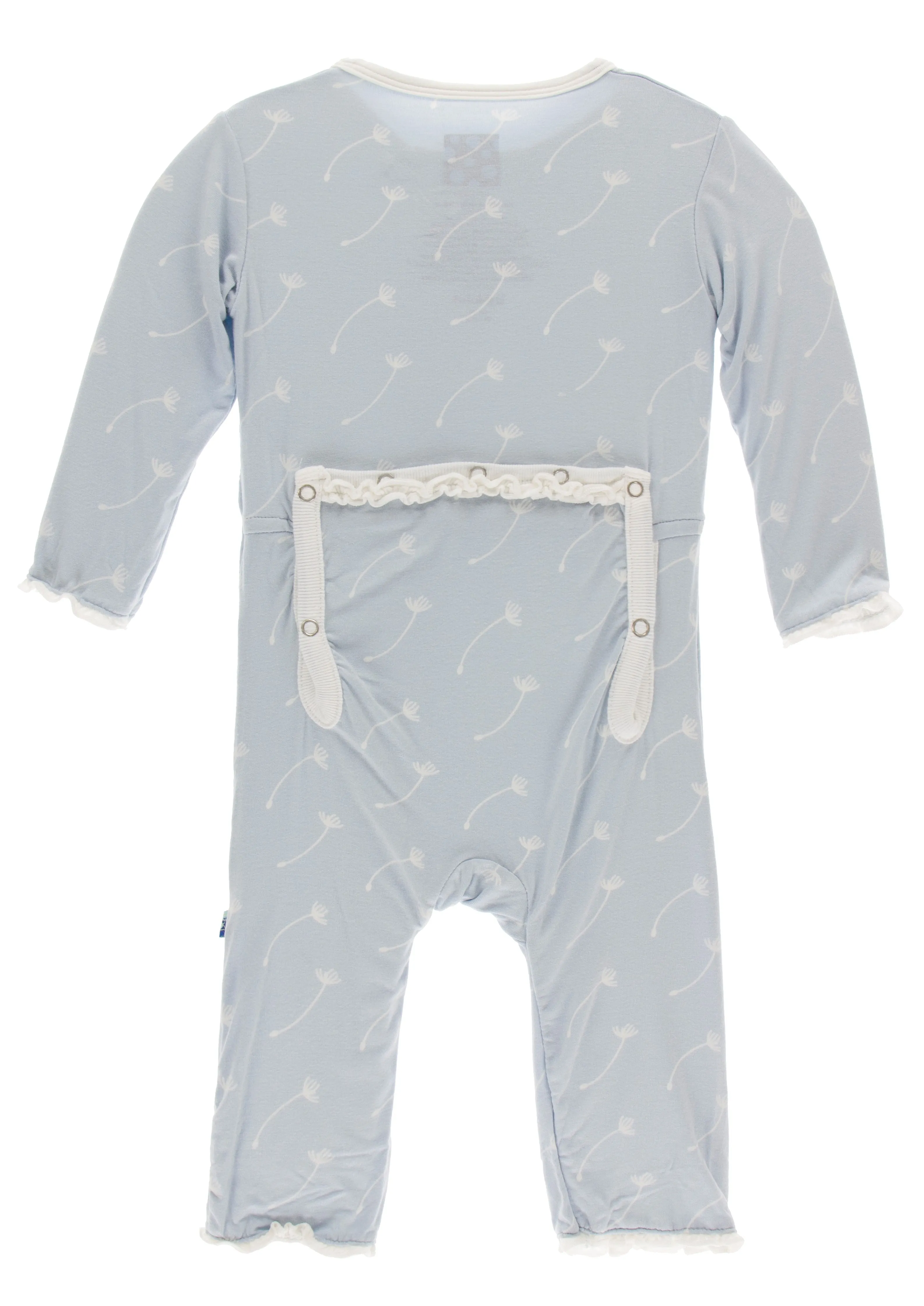 KicKee Pants Dew Dandelion Seeds Muffin Ruffle Coverall with Zipper