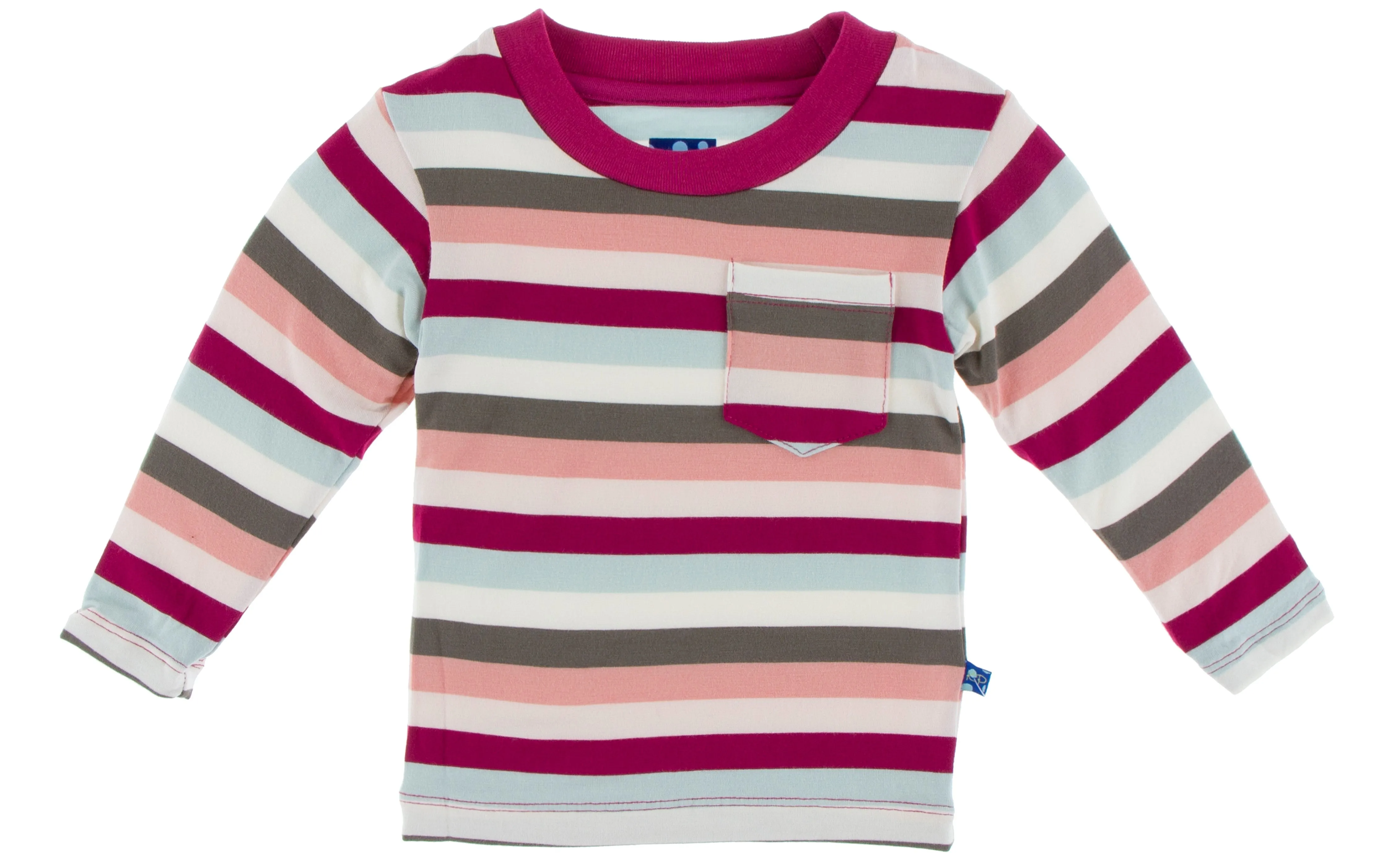 KicKee Pants Geology Stripe L/S Easy Fit Crew Neck Tee with Pocket