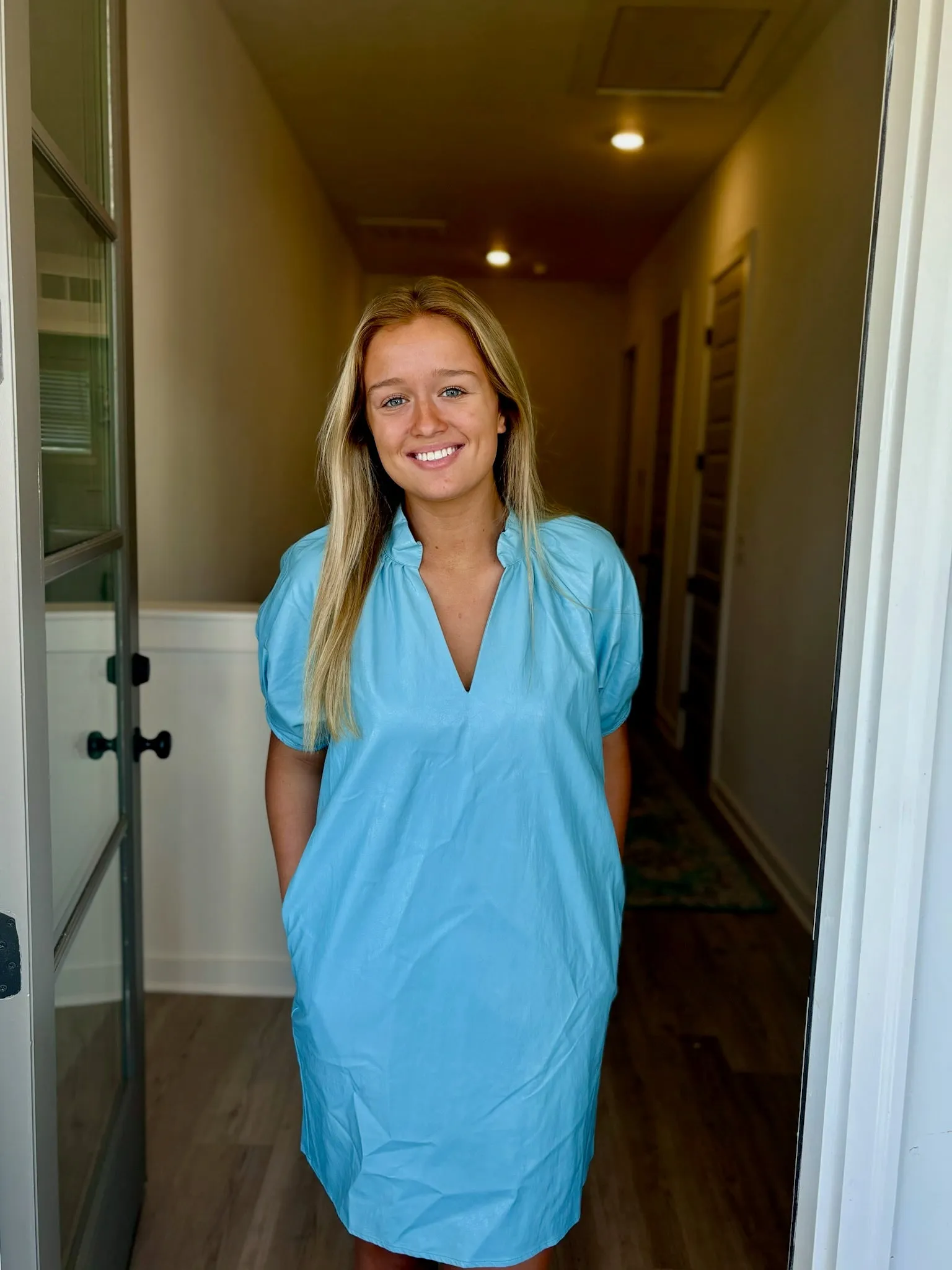 Light Blue Leather Dress