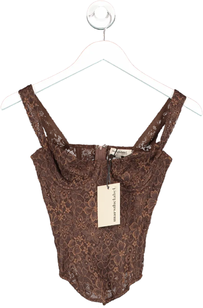 Mars the Label Brown The Cinched Lace Corset Top UK 4