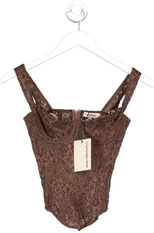 Mars the Label Brown The Cinched Lace Corset Top UK 4