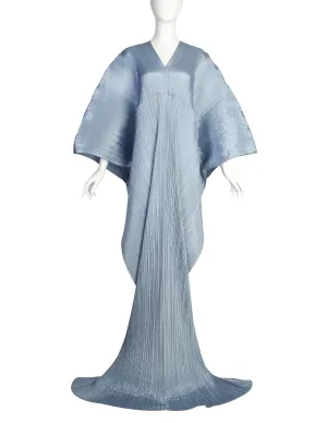 Pleats Please by Issey Miyake Light Blue Dramatic Madame T Wrap Cape Tunic Caftan Dress