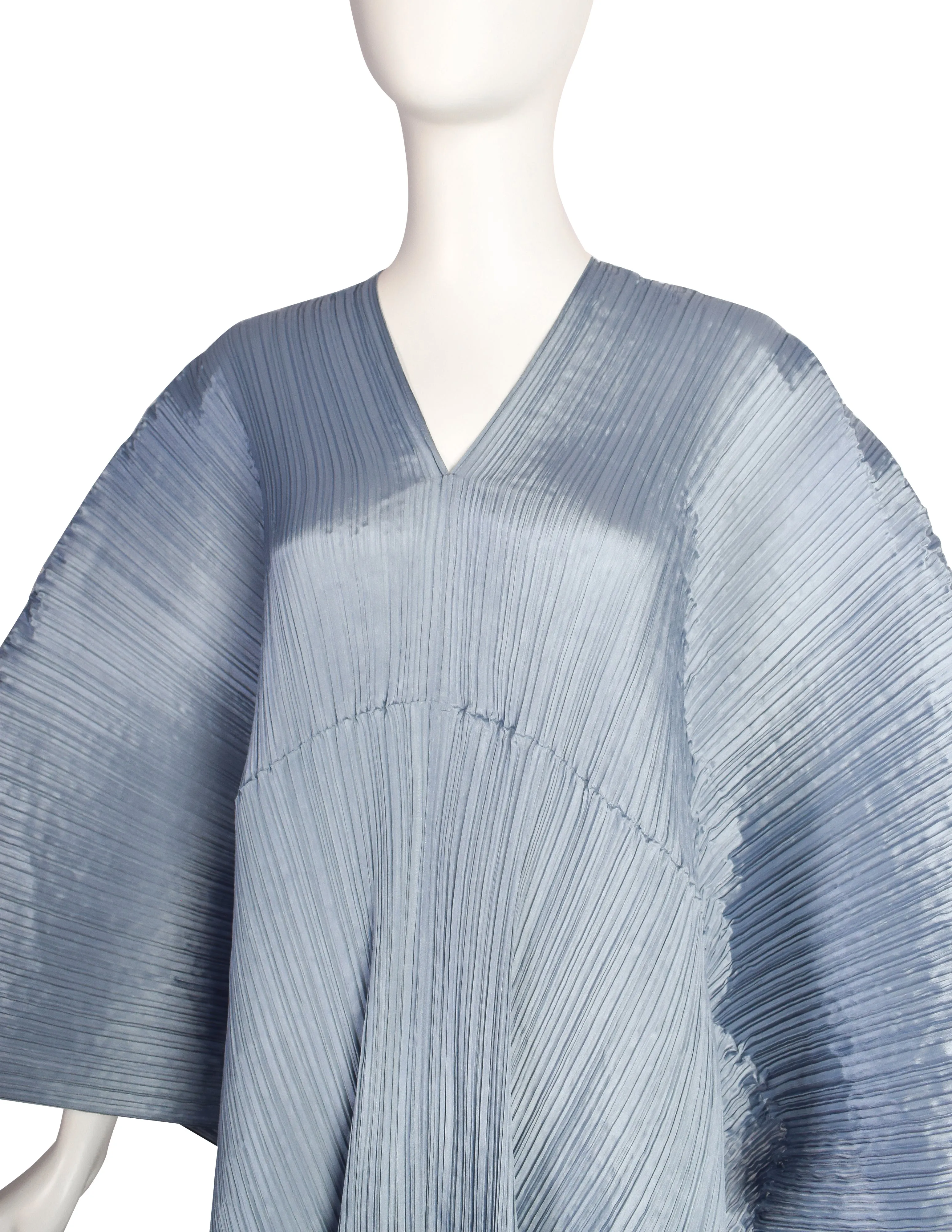 Pleats Please by Issey Miyake Light Blue Dramatic Madame T Wrap Cape Tunic Caftan Dress