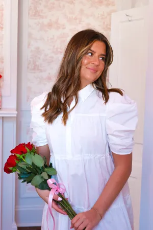 POPLIN WHITE BUTTON DOWN DRESS