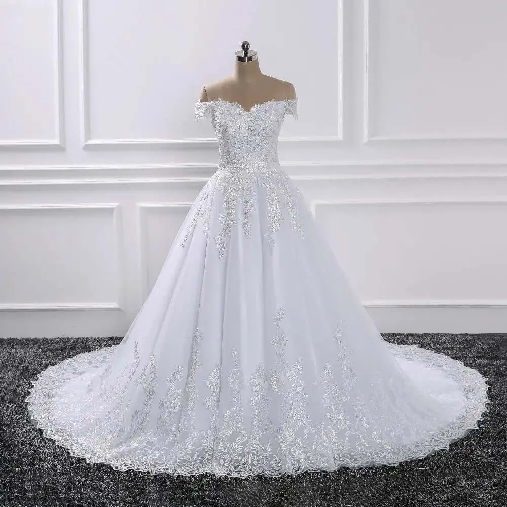 Princess Wedding Dresses Off Shoulder Applique