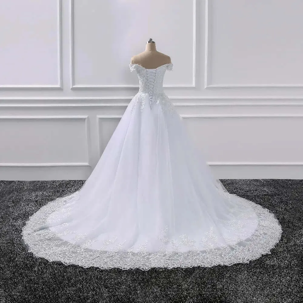 Princess Wedding Dresses Off Shoulder Applique