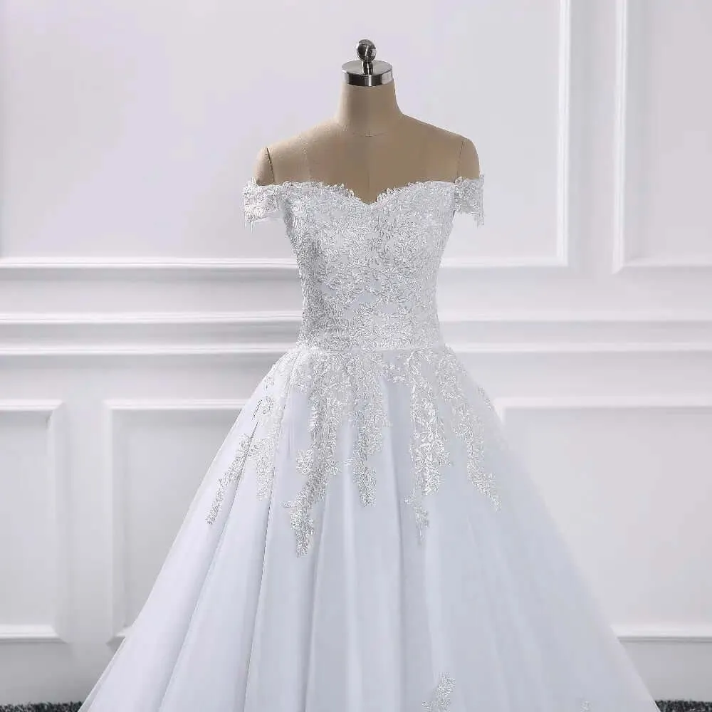 Princess Wedding Dresses Off Shoulder Applique