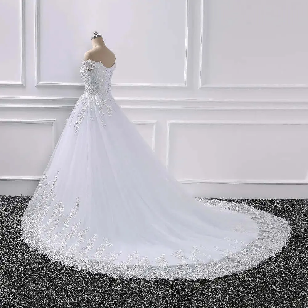 Princess Wedding Dresses Off Shoulder Applique