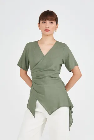 Reyna V-Neck Wrap Blouse