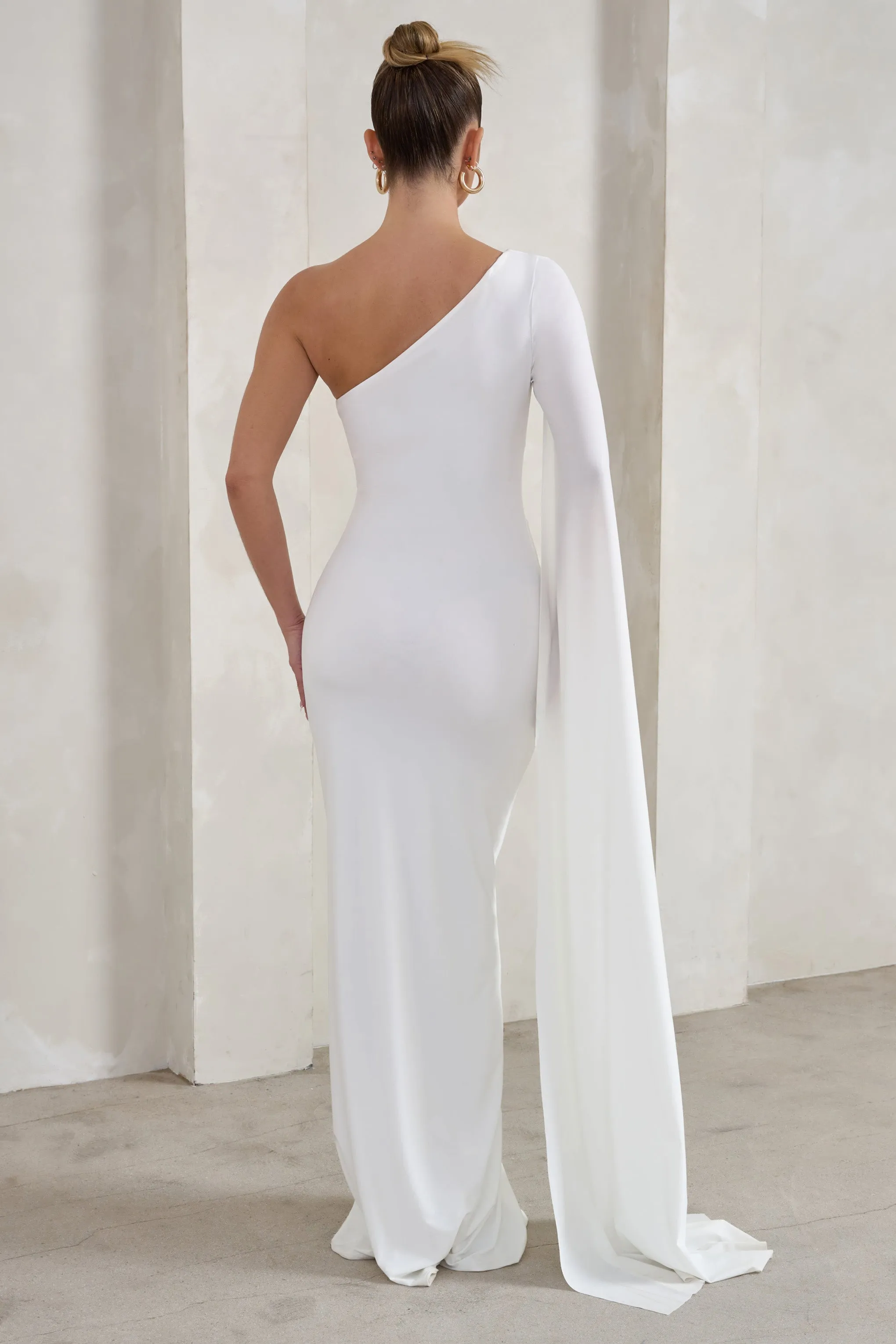 Romi | White One Shoulder Twist Design Maxi Dress