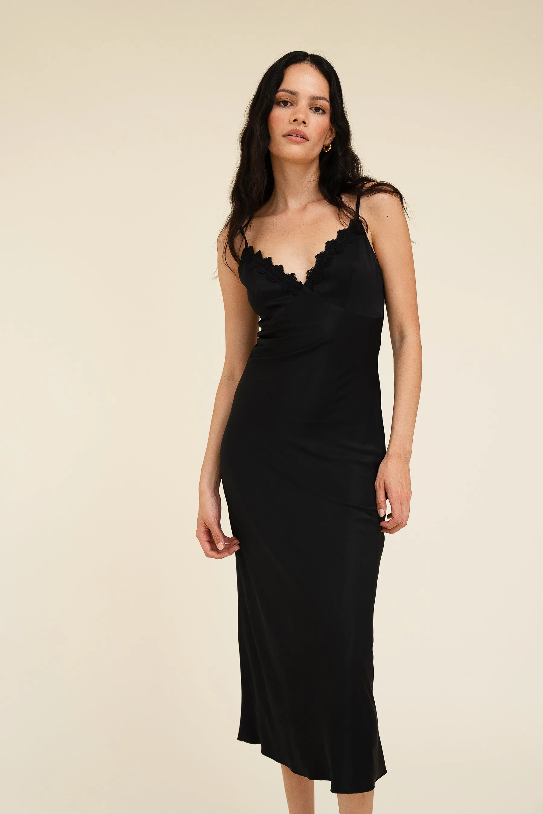 ROMY SLIP DRESS - NOIR