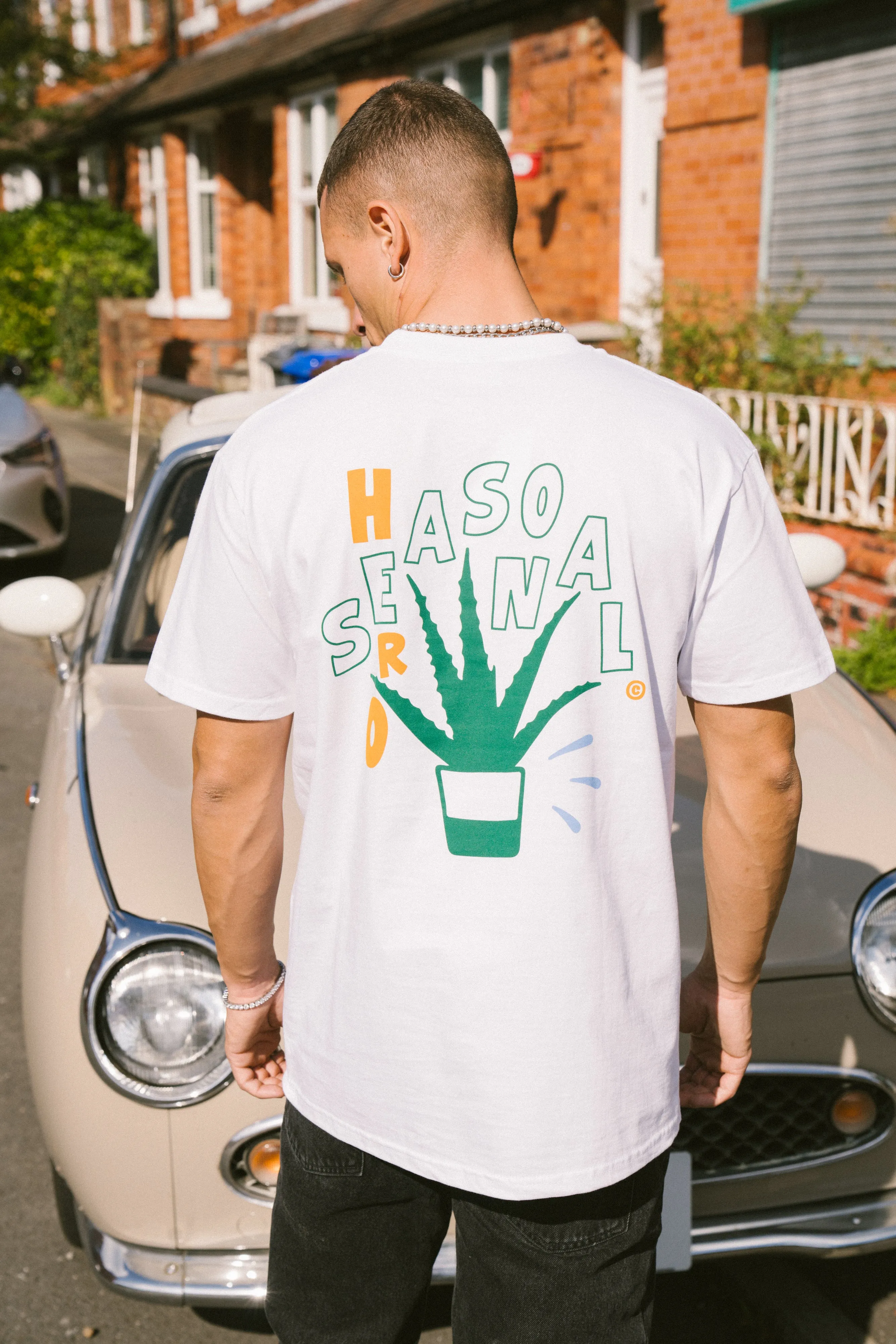 Seasonal Hero 'Aloe Vera' Tee - White