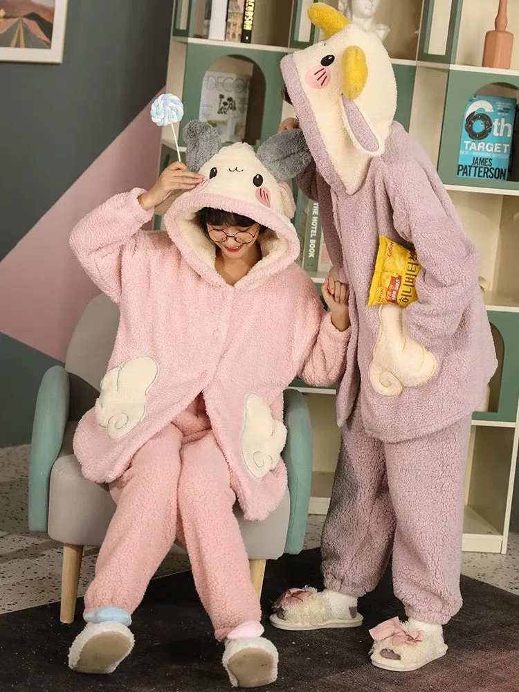 Shy Bunny Cozy Dreamy Winter Fleece Pajama Sets