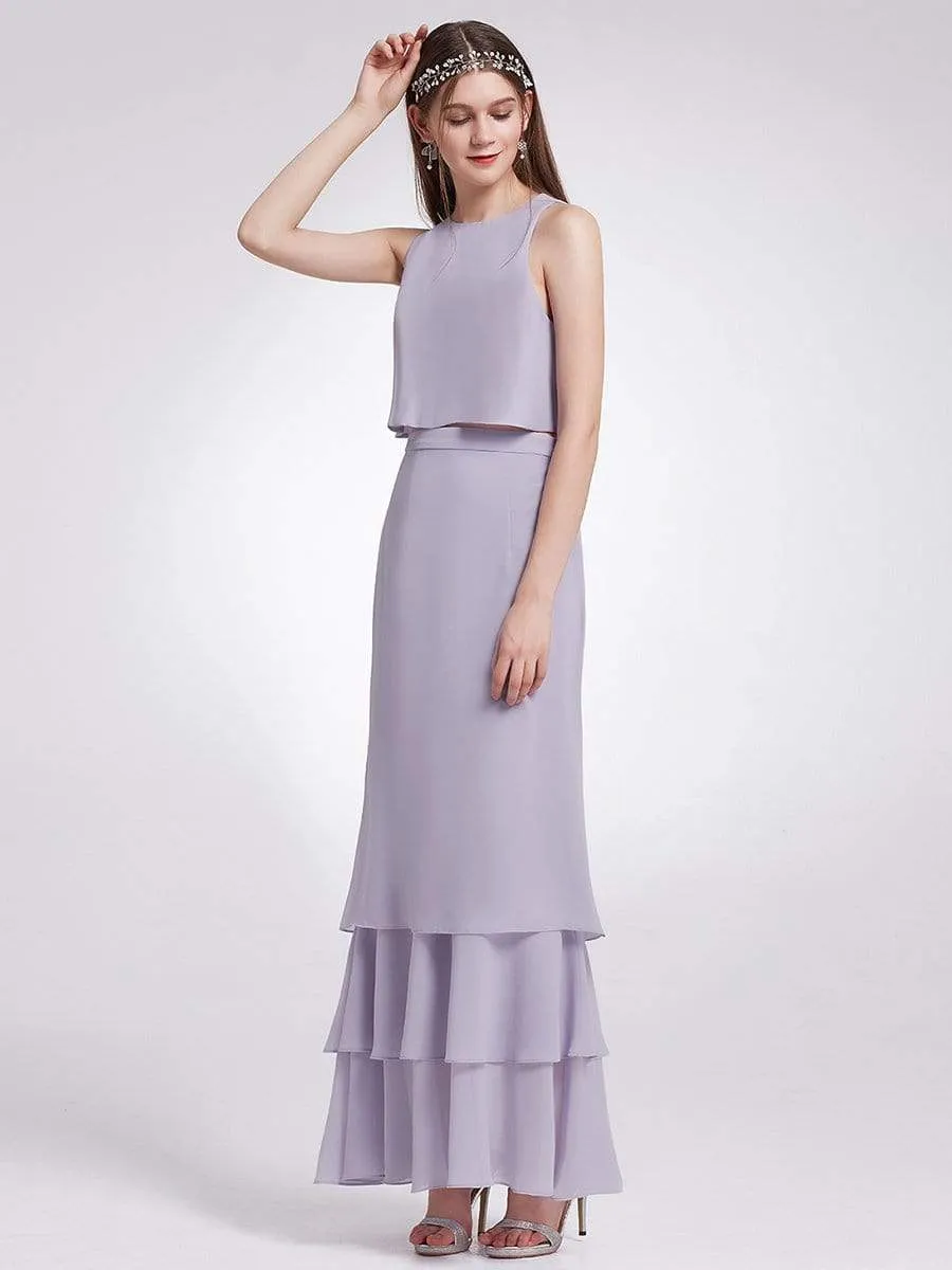 Two Piece Maxi Skirt and Top Bridesmaid Dress Set