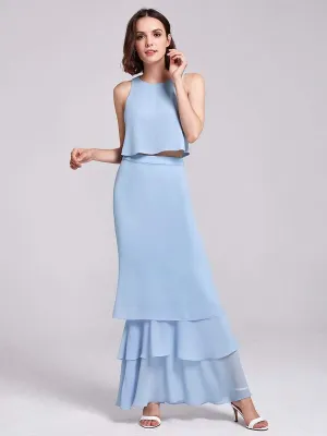 Two Piece Maxi Skirt and Top Bridesmaid Dress Set