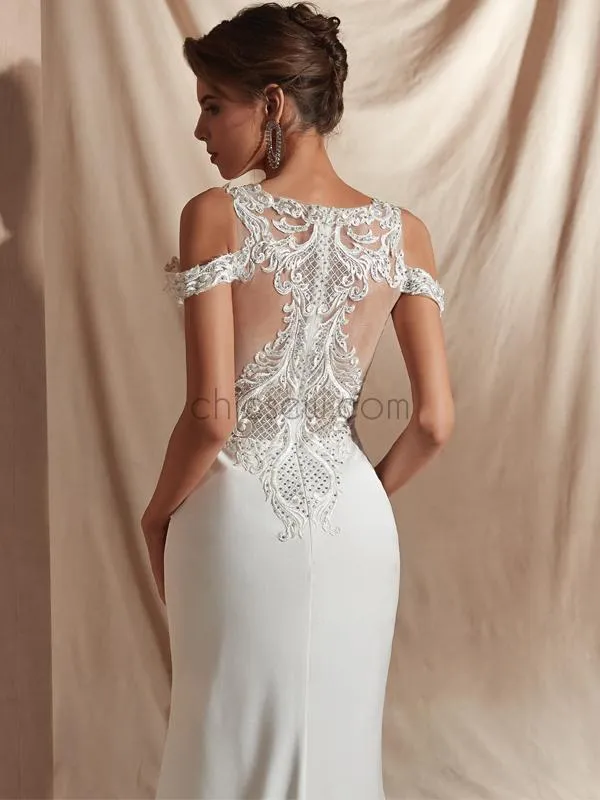 Unique Applique High Low Long Wedding Dresses SDP1136