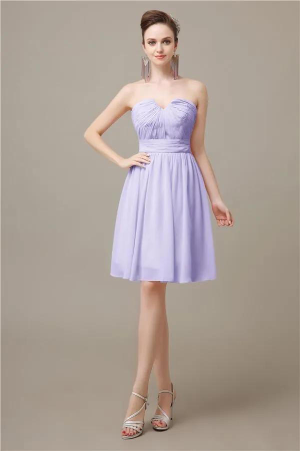 Unique Strapless Chiffon A-line Knee-Length Bridesmaid Dresses