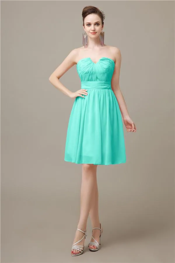 Unique Strapless Chiffon A-line Knee-Length Bridesmaid Dresses