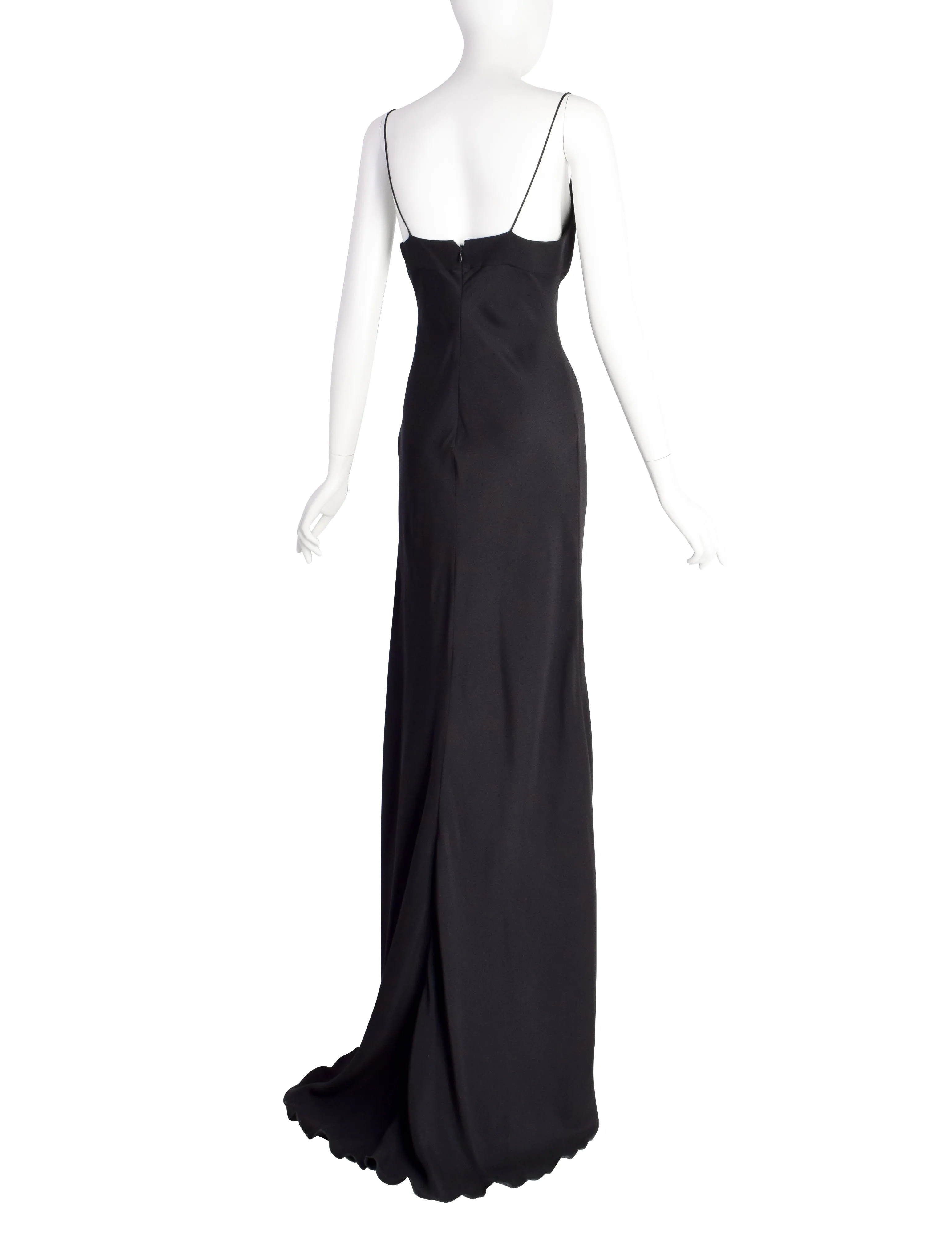 Valentino Vintage AW2000 Black Silk Bias Gown with Train