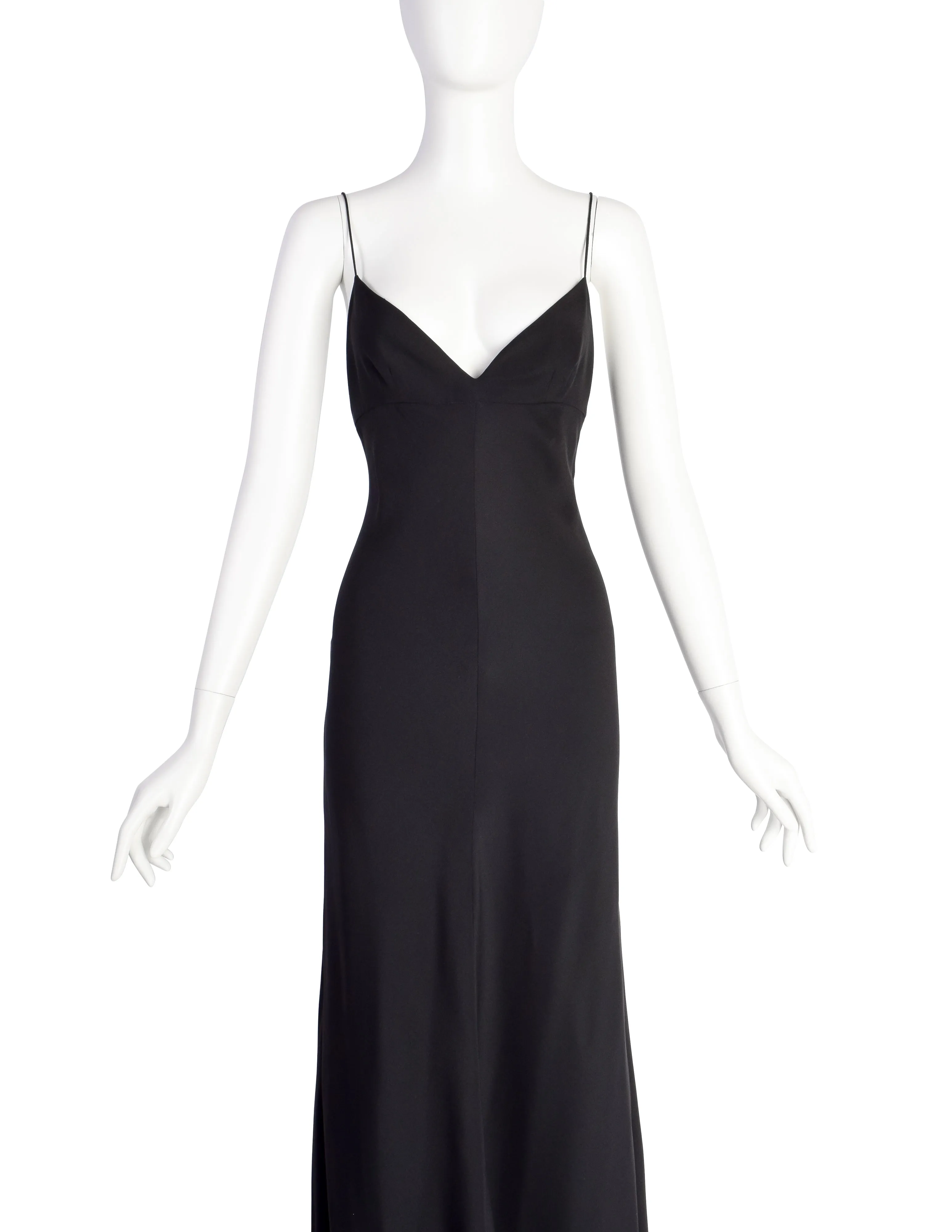 Valentino Vintage AW2000 Black Silk Bias Gown with Train